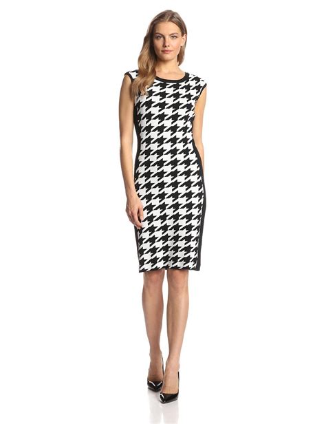 Sleeveless Houndstooth Print Dress By Calvin Klein Print Dress Fit