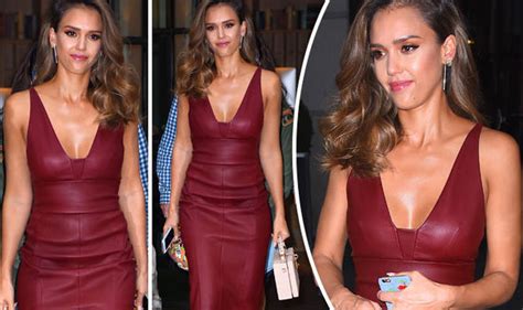 Jessica Alba Goes Hell For Leather As She Flaunts Figure In Red Dress Celebrity News Showbiz