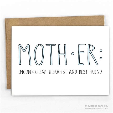 Funny Mothers Day Card By Cypress Card Co Mom Cards Birthday Cards