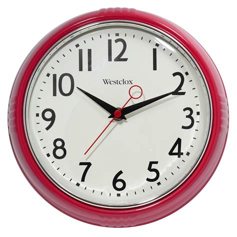 Westclox 95 Red Retro 1950s Convex Glass Lens Wall Clock