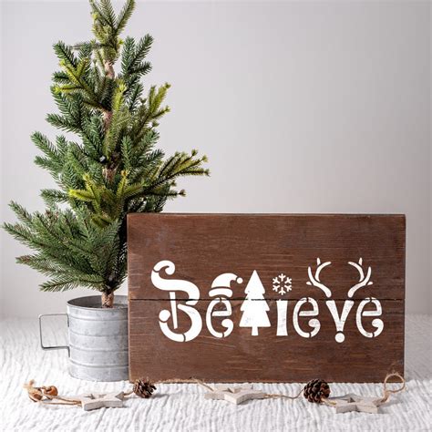 Believe Stencil For Holiday Diy Crafting Laser Cut With Fast Shipping