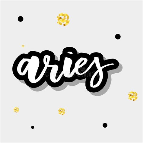 Aries Lettering Calligraphy Brush Text Horoscope Zodiac Sign Stock