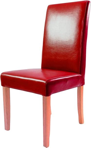 Set Of 2 Red Real Leather Dining Chairs High Backed Uk