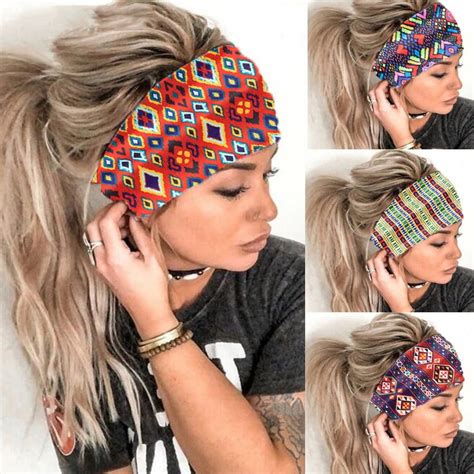 Boho Bandeau Headbands Wide Knot Hair Scarf Floral Printed Hair Band