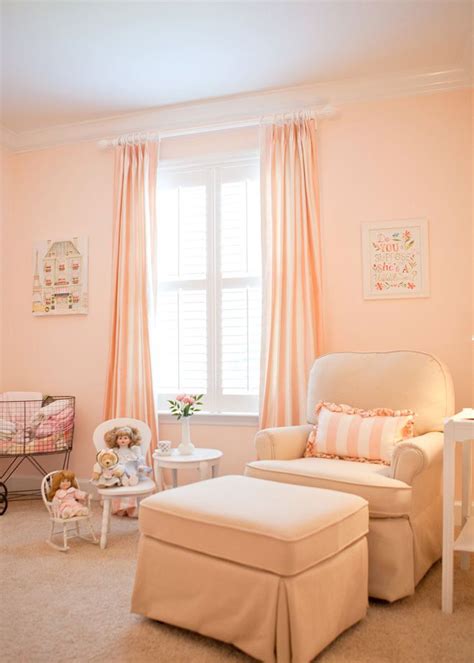 Finally, i'm ready to share the girls' room! Soft Peachy Pink Striped Baby Girl Nursery! | Girls room ...
