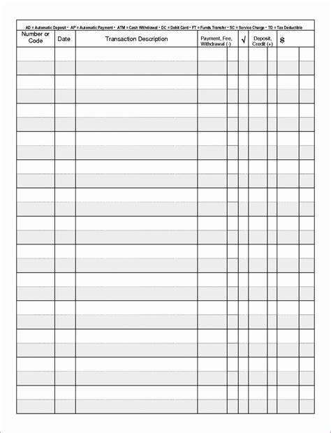 Checkbook Registers Printable