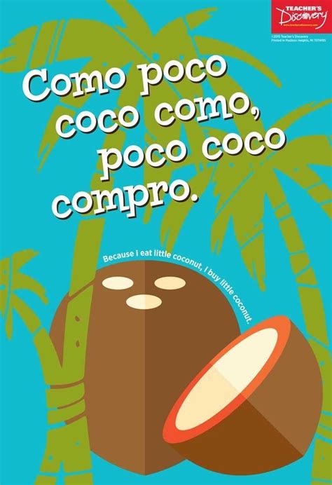 Trabalenguas De El Coco Spanish Posters Spanish Songs Ap Spanish How