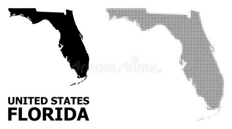 Vector Halftone Mosaic And Solid Map Of Florida State Stock Vector