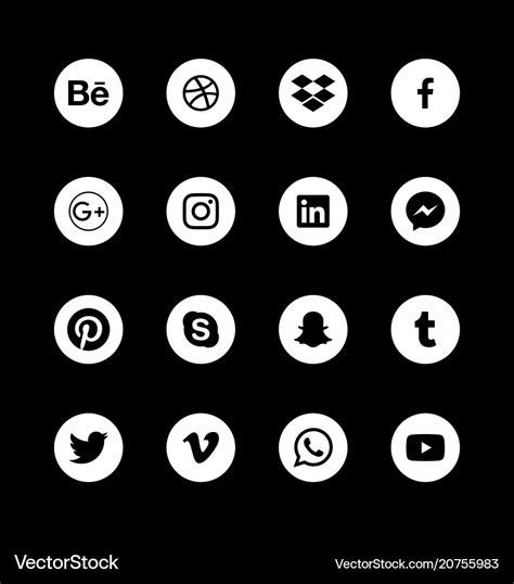 Circle White Social Media Icons