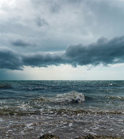 Stormy Sky Over Dark Sea Stock Image Image Of Cloudy 65513785