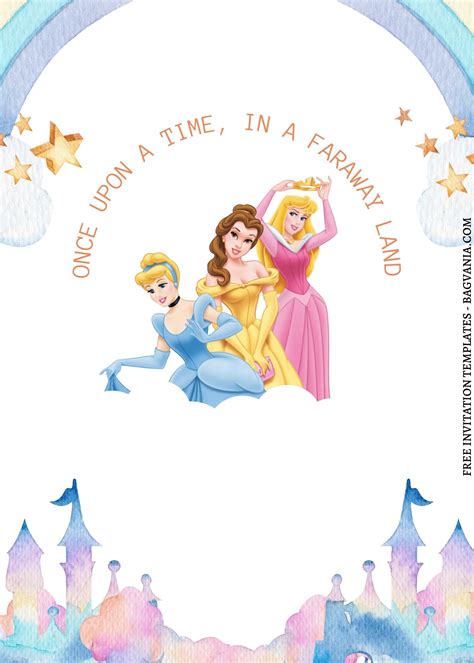 Free 11 Fairy Tale Disney Princess Castle Canva Birthday Invitation