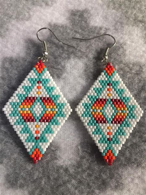 Delica Beaded Earrings Etsy Seed Bead Jewelry Patterns Native