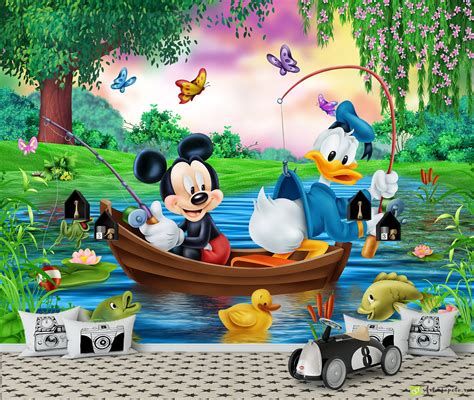 Childrens Wallpaper And Wall Murals Mickey And Donald Fishing