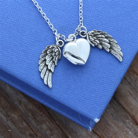 Angel Wing Locket Necklace Sterling Silver Guardian Angel Etsy