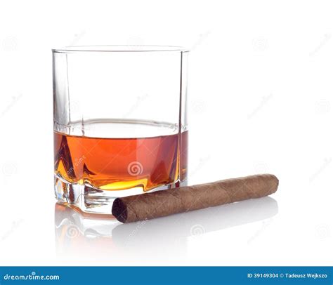 Whisky In A Glass And A Cigar Stock Photo Image 39149304