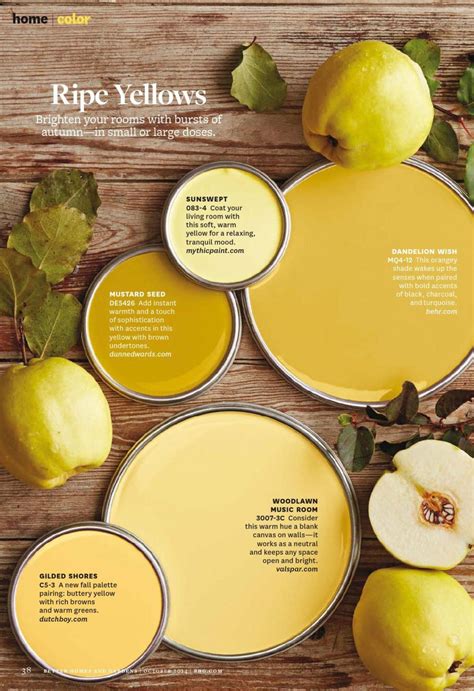 Complete your painting in half the time as required for a regular pu. Ripe Yellows Paint Palette. Paint color used: Sunswept 083 ...