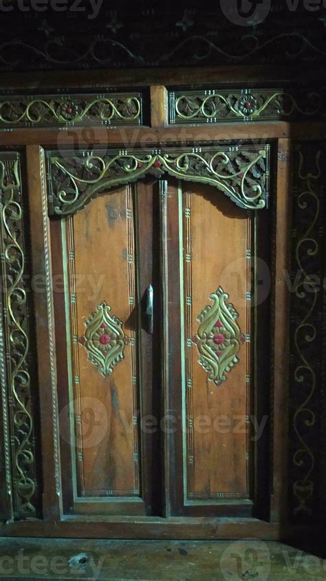 Javanese Traditional Door With Carved Carvings Made Of Wood 23575701