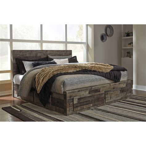 Benchcraft By Ashley Derekson Rustic Modern King Storage Bed With 6