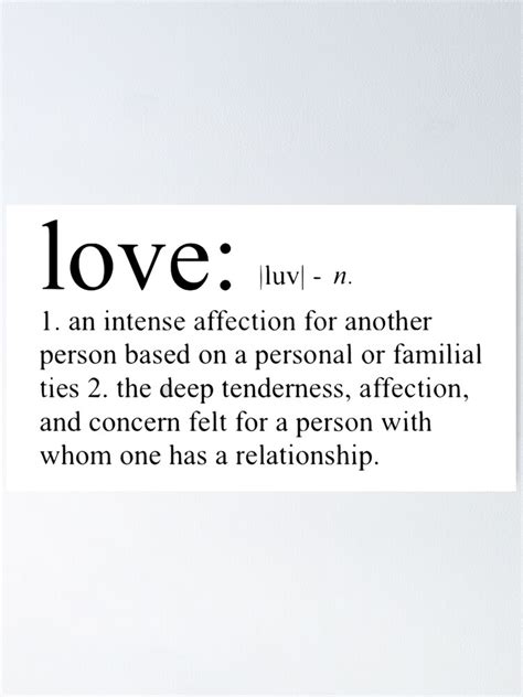 Love Definition Black Poster By Glorialam Redbubble