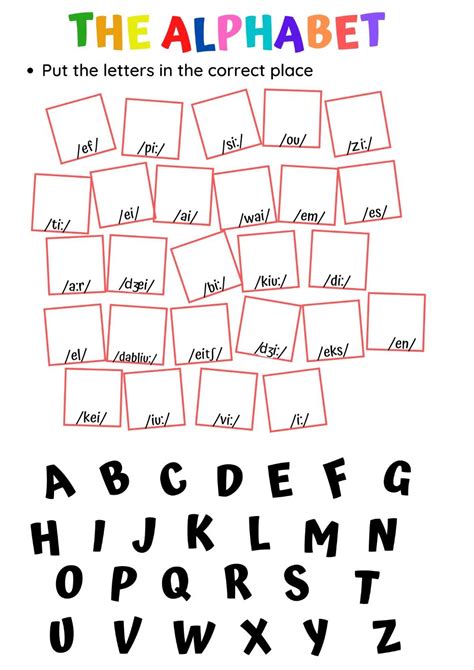 Includes tracing and printing letters, matching uppercase and lowercase letters, alphabetical order, word searches and other worksheets helping students to learn letters and the alphabet. The alphabet interactive activity for ELEMENTARY