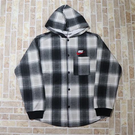 Its thick shirt.suitable for wearing in spring and fall. 国内正規品 2018AW Supreme × NIKE Plaid Hooded Sweatshirt Black ...