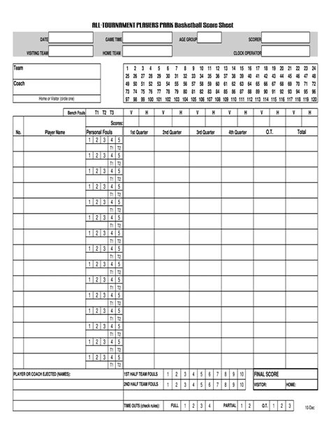 Score Sheet Basketball Fill And Sign Printable Template Online Us