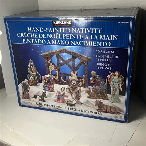 KIRKLAND SIGNATURE HAND PAINTED 13 Piece Christmas Nativity Set Box