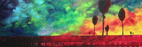Abstract Art Original Colorful Landscape Painting Burning
