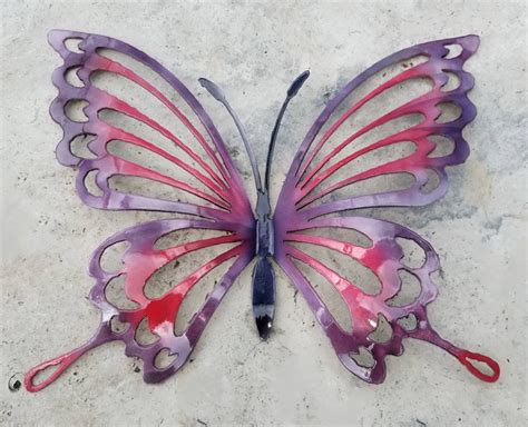Purple And Pink Metal Butterfly Wall Art Butterfly Decor For Garden