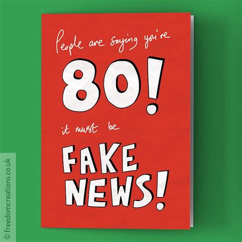 Fake News 80th Birthday Card Funny Political Greeting Cards Etsy