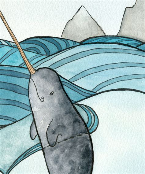 Narwhal Art Print Narwhals In Love Painting Giclee Print Etsy