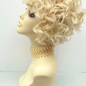 Blonde Short Curly Side Part Wig Lace Front Heat Resistant Etsy