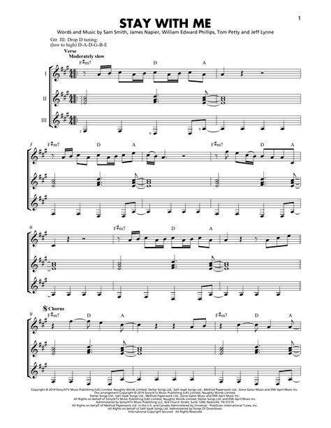 Stay With Me Sheet Music Sam Smith Guitar Ensemble