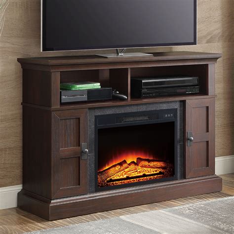 Tv Stand Media Entertainment Wood Console 55 Electric Fireplace Heater