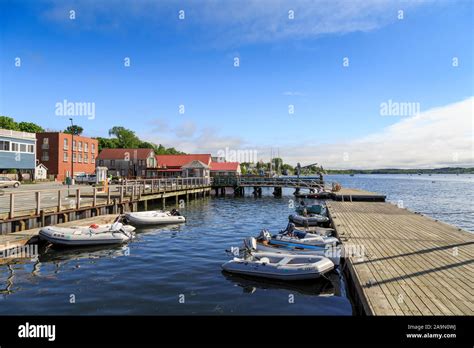 Harbor With Boats And Dock In Summer Castine Maine New England Usa