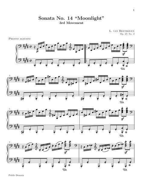 Beethoven Moonlight Sonata 3rd Movement Sheet Music Pdf Canvas Site