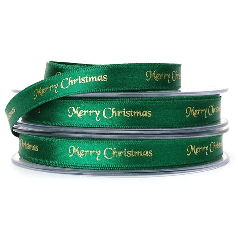 10mm Green Merry Christmas Ribbon Berisfords 12330 Ribbon Uk