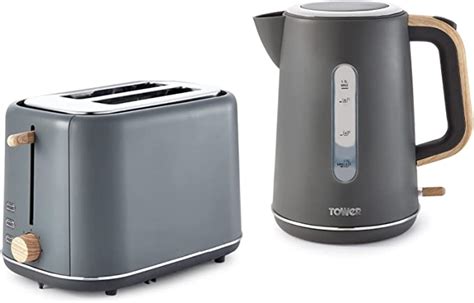 Tower Scandi Grey 17l 3kw Rapid Boil Kettle And 2 Slice Toaster