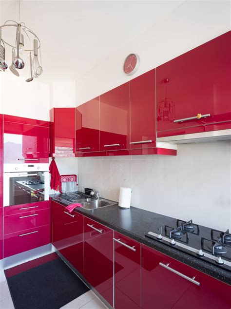 Red And White Kitchen Cabinets Lower Cost Of Gloss Red Acrylic