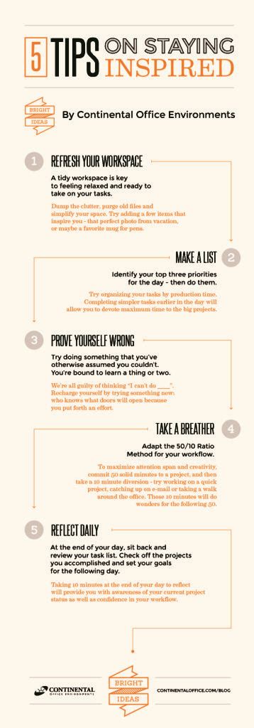 Business Infographic 5 Tips On Staying Inspired At Work