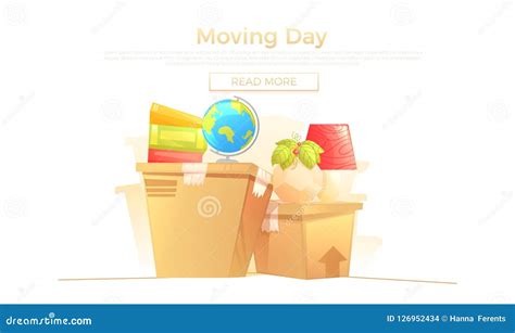Ready Move To New House Banner Concept Box And Furniture Is Rides For