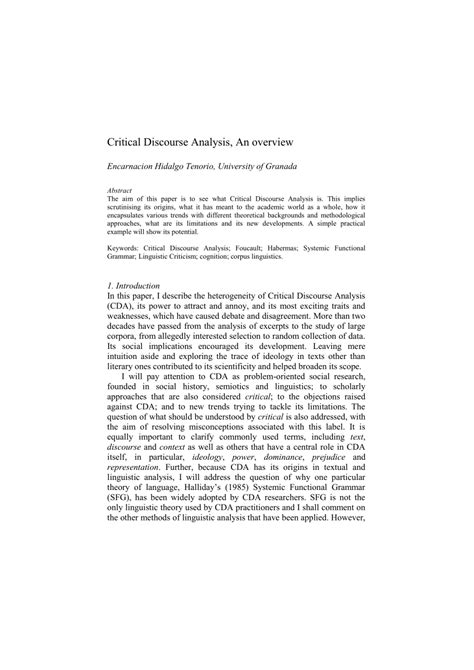 Importance Of Critical Discourse Analysis