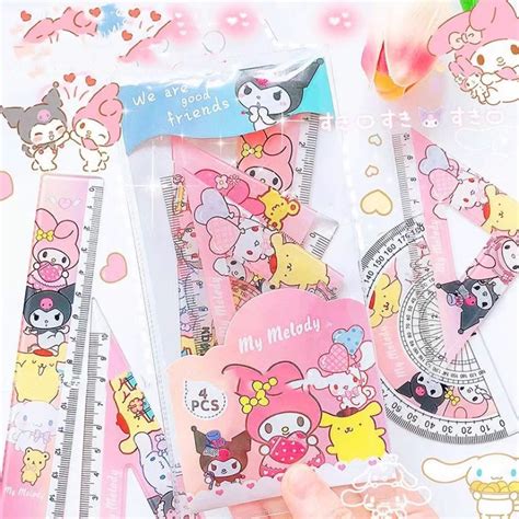 Sanrio Student Ruler Conjunto De Pe As Kawaii My Melody Kuromi