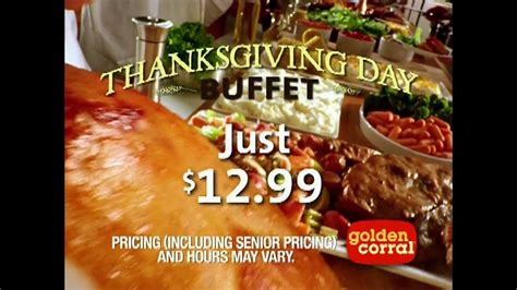 Here's a menu for a wonderful thanksgiving feast with recipes picked for their popularity and ease, from appetizers and turkey to fabulous desserts. Golden Corral Thanksgiving Day Buffet TV Commercial - iSpot.tv