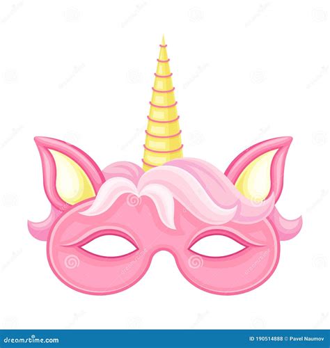 Máscara De Unicornio Con Cuerno Como Ilustración Vectorial De Carnaval