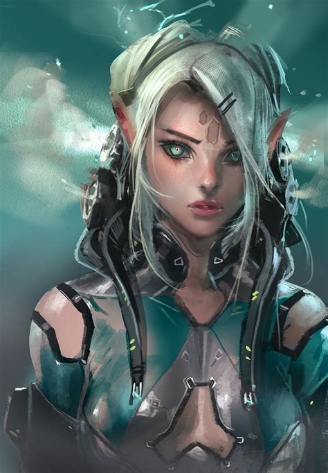 Female Dark Elf Art Google Suche Elf Art Sakimichan Art Cyberpunk