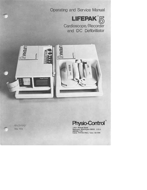 Physio Control Lifepak 5 Service And User Manual Earlier Models