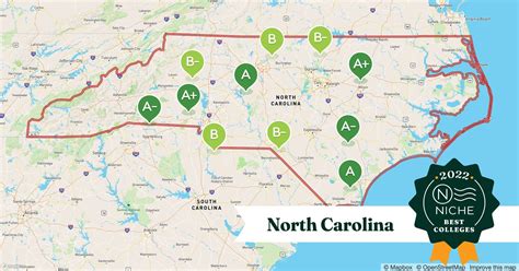 Prints North Carolina Colleges And Universities Location Map Art