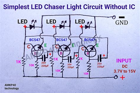 This diagram gives information of circuit's components as. Simplest 12V LED Chaser Light Without IC Circuit Diagram