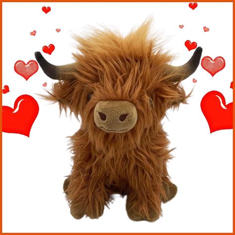 Highland Cow Plush Toy Cow Toys With Mooing Sound Brown Highland Cow